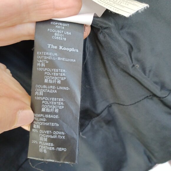 The Kooples Down Puffef Jacket Black White Winter Ski Coat Womens X Small - Picture 9 of 12